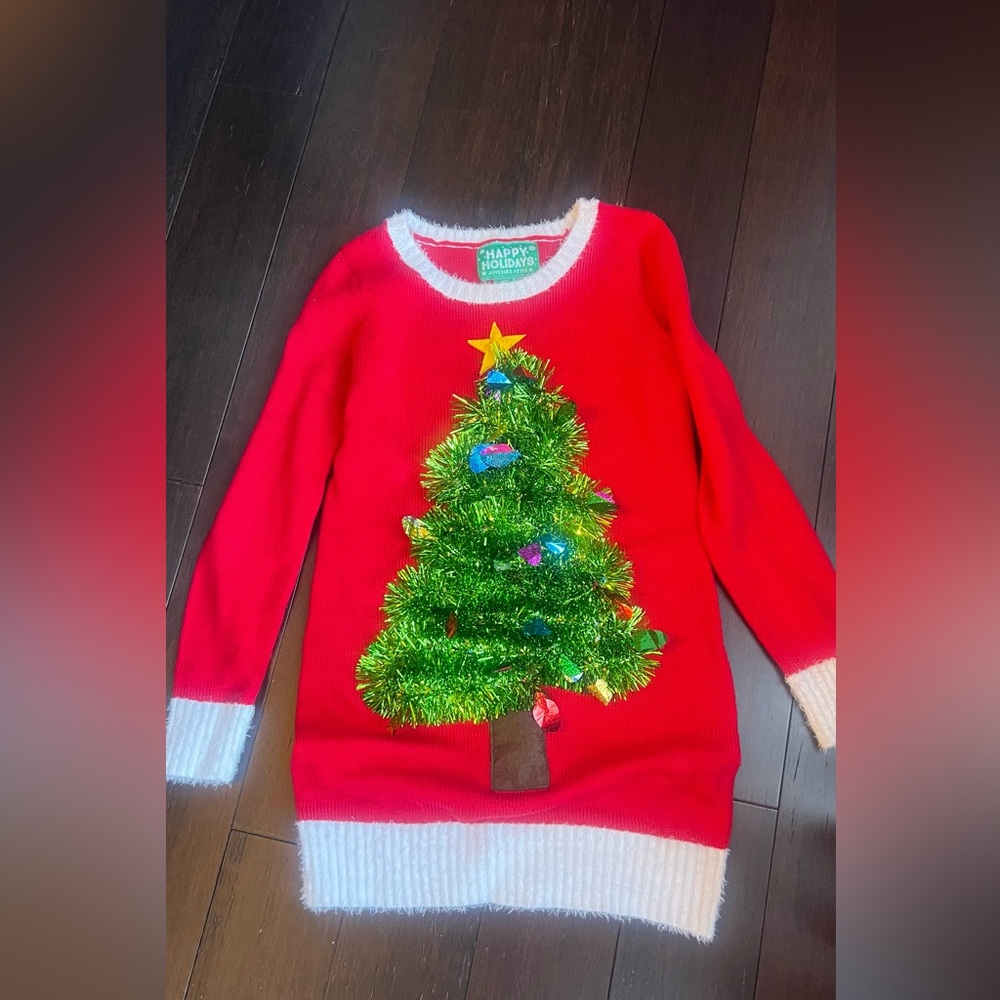 Festive Red Christmas Tree Sweater